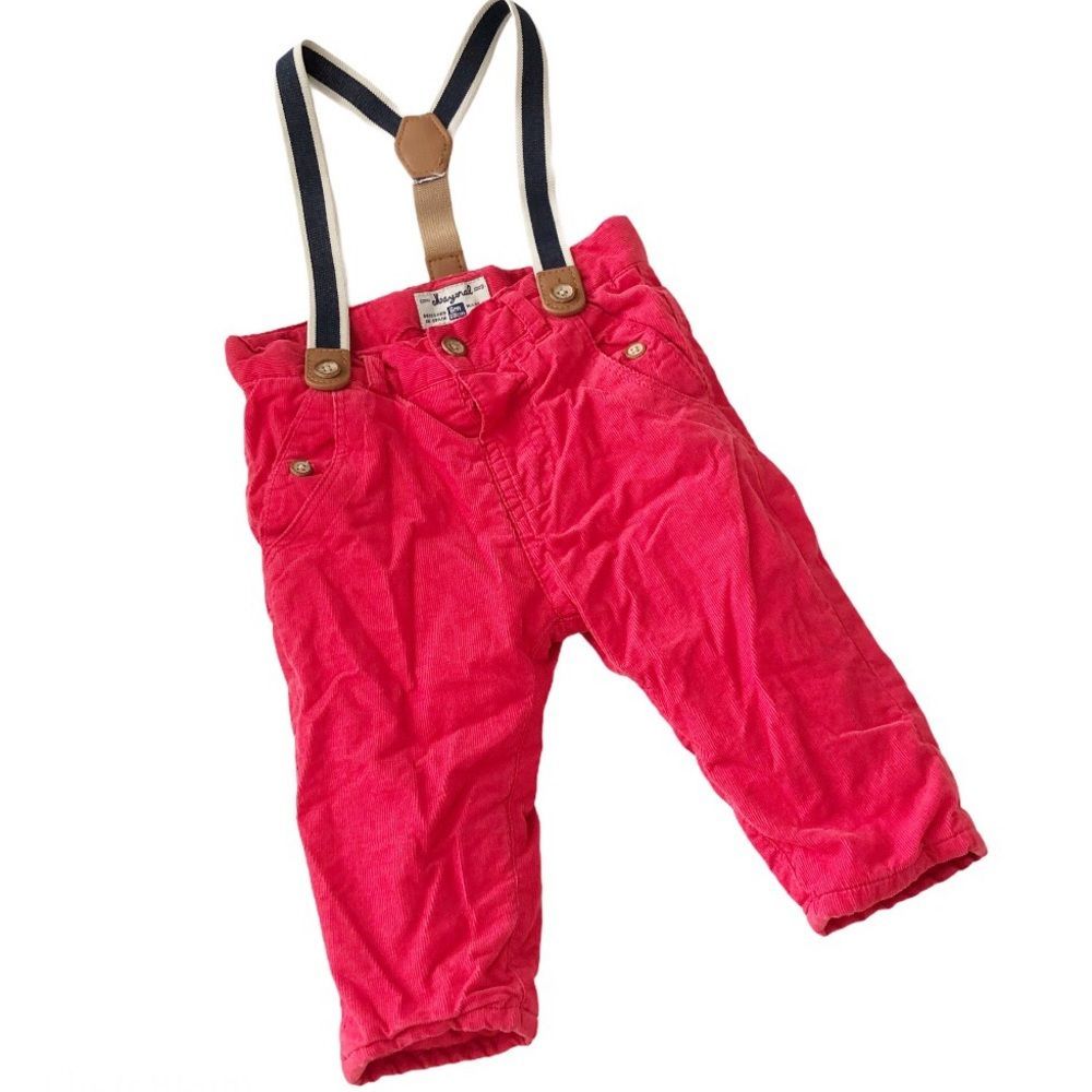 Mayoral Baby Boy Red Corduroy Suspender Overalls